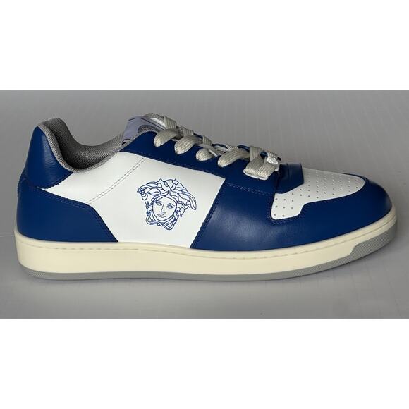 Versace Medusa Low Top Mens Blue/White Leather Sneakers 12.5 US 45.5 IT NIB $750 main image 14